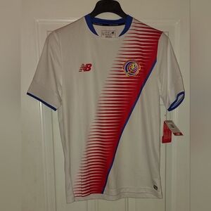 NEW BALANCE COSTA RICA MEN'S WHITE POLYESTER SHORT SLEEVE JERSEY SIZE L NWT